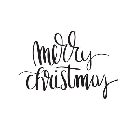 Merry Christmas lettering. Can be used for posters, gift cards, etc. Vector illustration. Happy holidays. Holly jolly.のイラスト素材