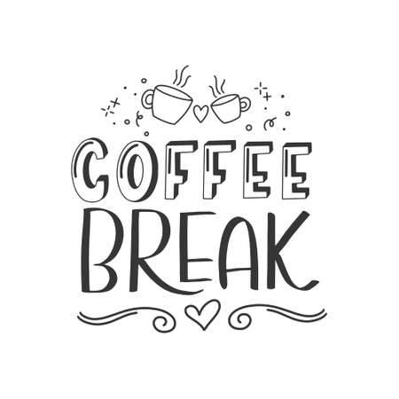 Coffee lettering typography. Hand drawn lettering phrase. Modern motivating calligraphy decor. Scrapbooking or journaling card with quote.のイラスト素材
