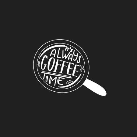 Coffee is a hug in a mug. Coffee lettering typography. Hand drawn lettering phrase. Modern motivating calligraphy decor. Scrapbooking or journaling card with quote.のイラスト素材