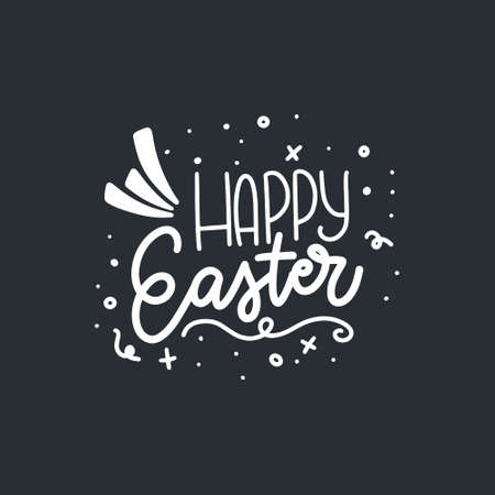 Hand written Happy Easter doodle phrases. Modern Hand drawn calligraphy Happy Easter.のイラスト素材