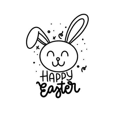 Hand written Happy Easter doodle phrases. Modern Hand drawn calligraphy Happy Easter.のイラスト素材