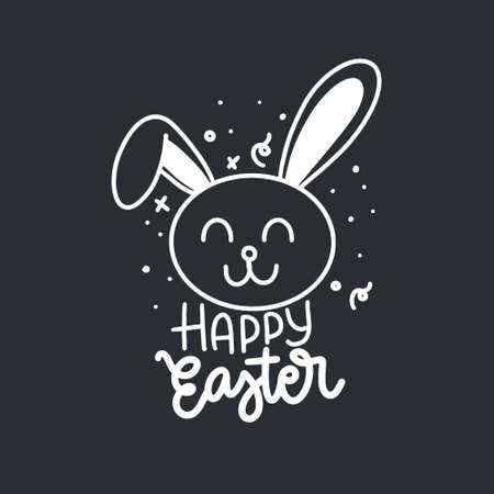 Hand written Happy Easter doodle phrases. Modern Hand drawn calligraphy Happy Easter.のイラスト素材