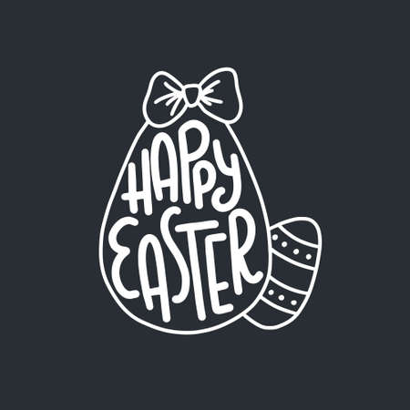 Hand written Happy Easter doodle phrases. Modern Hand drawn calligraphy Happy Easter.のイラスト素材