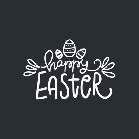 Hand written Happy Easter doodle phrases. Modern Hand drawn calligraphy Happy Easter.のイラスト素材