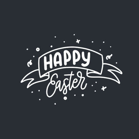 Hand written Happy Easter doodle phrases. Modern Hand drawn calligraphy Happy Easter.のイラスト素材
