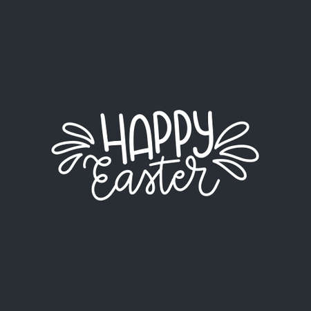 Hand written Happy Easter doodle phrases. Modern Hand drawn calligraphy Happy Easter.のイラスト素材
