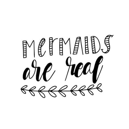 Set of cute mermaid card. Hand drawn Cute inspirational Mermaid quotes. Typography lettering. Mermaid hair don't care.I'm a mermaid.のイラスト素材