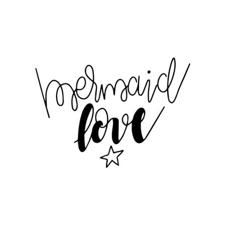 Set of cute mermaid card. Hand drawn Cute inspirational Mermaid quotes. Typography lettering. Mermaid hair don't care.I'm a mermaid.のイラスト素材