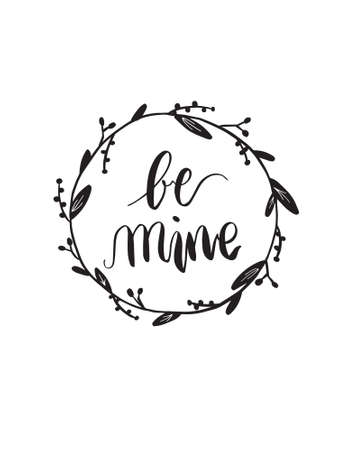 Be my Valentine. Valentine's Day poster card typography design. Valentine's Day card design isolated on white background.のイラスト素材