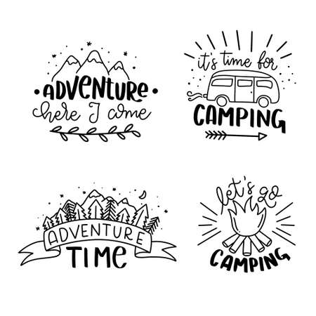 Hand drawn adventure and traveling phrase. Motivational inspirational travel quote. Can be used for home decoration, mug print, wall poster, card print, and other.のイラスト素材