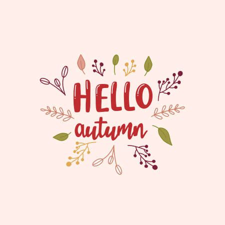 Autumn hand lettered quotes. Hand Written Unique Typography. Vector Illustration for Your Design.のイラスト素材