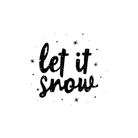 Let it snow. Hand drawn lettering phrase. Vector illustration.のイラスト素材