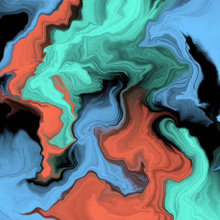 Marbling acrylic paint background. Watercolor dynamic creative texture close up. Colorful background.の写真素材