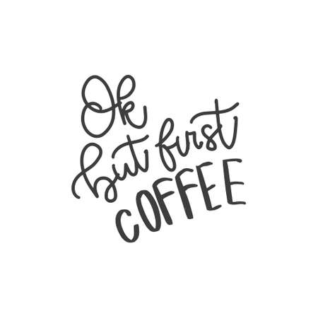 It's coffee time. Hand drawn coffee lettering phrase isolated on white background. Fun brush ink inscription for greeting card or t-shirt print, poster design.のイラスト素材