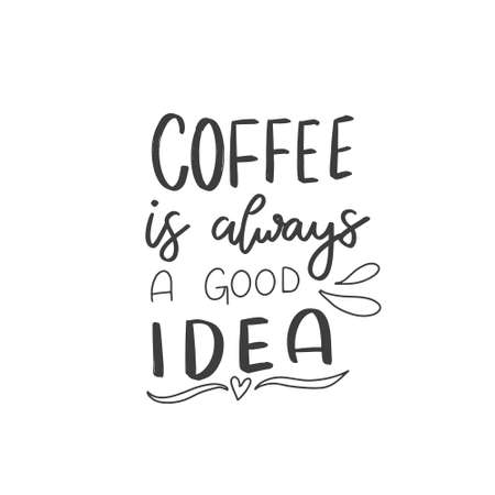 It's coffee time. Hand drawn coffee lettering phrase isolated on white background. Fun brush ink inscription for greeting card or t-shirt print, poster design.のイラスト素材