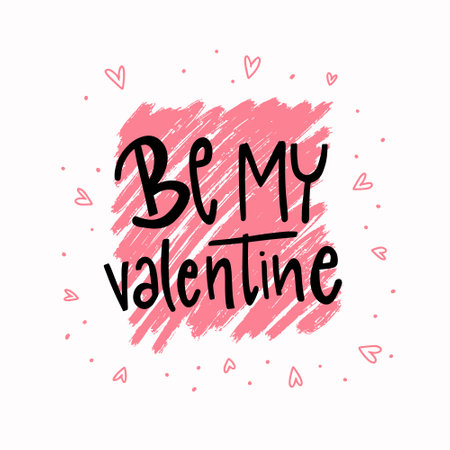Be my Valentine. Sticker for social media content. Vector hand drawn illustration design.のイラスト素材