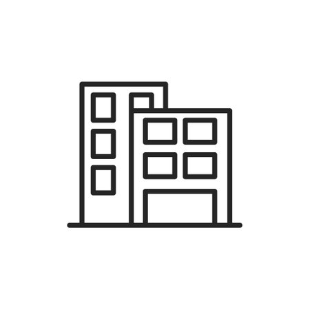 Building icon in flat style. Office vector illustration on white isolated background. Building business concept.のイラスト素材