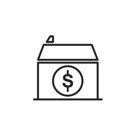 Ballot box icon in flat style. Vote vector illustration on white isolated background. Election business concept.のイラスト素材
