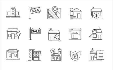 Set of real estate icons. Collection of real estate icons. Vector illustrationのイラスト素材