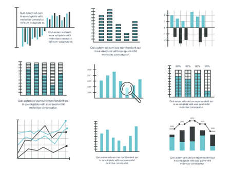 Business infographics. Vector set of business elements such as marketing charts, graphs. Inforgaphics data template.のイラスト素材