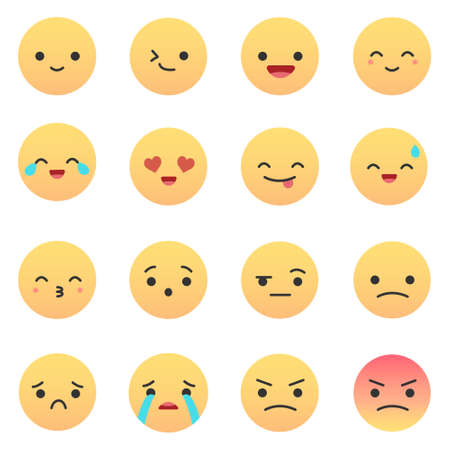 Set of Cute emoji-emoticon icon. Vector illustration.のイラスト素材