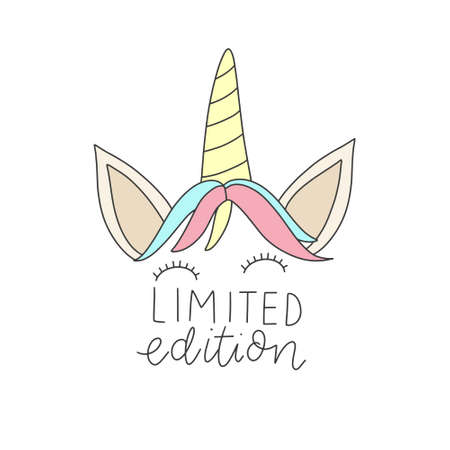 Unicorn and Magic Doodles. Cute unicorn and pony collection with magic items. Hand drawn line style. Vector doodles illustrations.のイラスト素材
