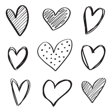 Set of hand drawn hearts.のイラスト素材