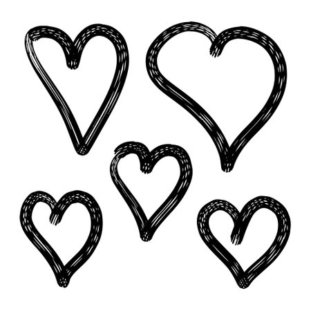 Set of hand drawn hearts.のイラスト素材