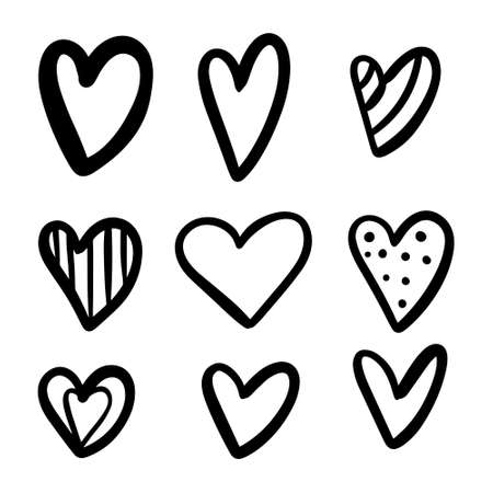 Set of hand drawn hearts.のイラスト素材