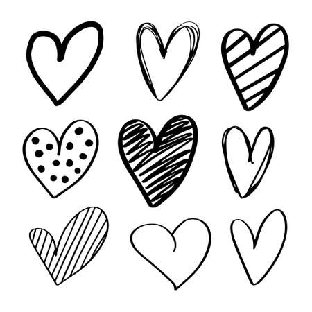 Set of hand drawn hearts.のイラスト素材