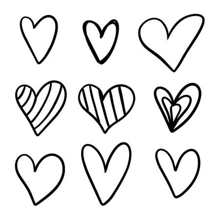 Set of hand drawn hearts.のイラスト素材