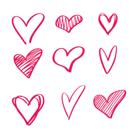 Set of hand drawn hearts.のイラスト素材