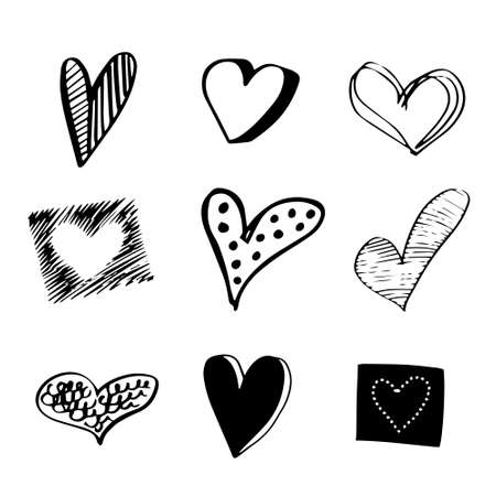 Set of hand drawn hearts.のイラスト素材