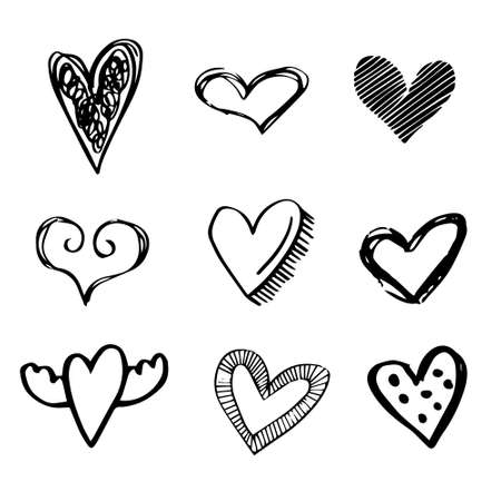 Set of hand drawn hearts.のイラスト素材