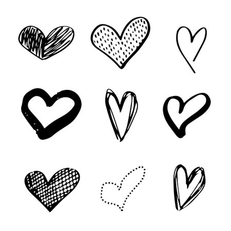 Set of hand drawn hearts.のイラスト素材