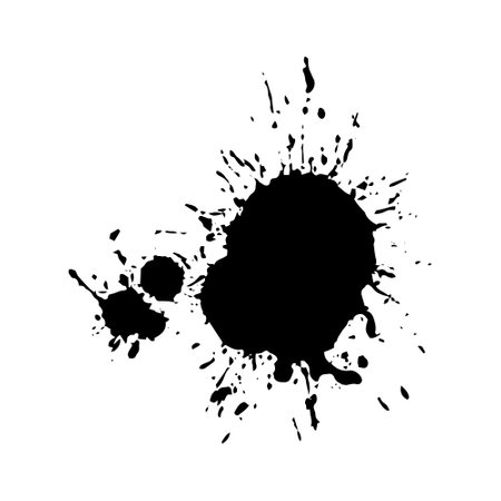 Black ink splashes on white background. Grunge vector illustration.のイラスト素材