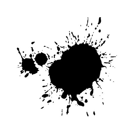 Black ink blots on white background. Grunge vector illustration.のイラスト素材