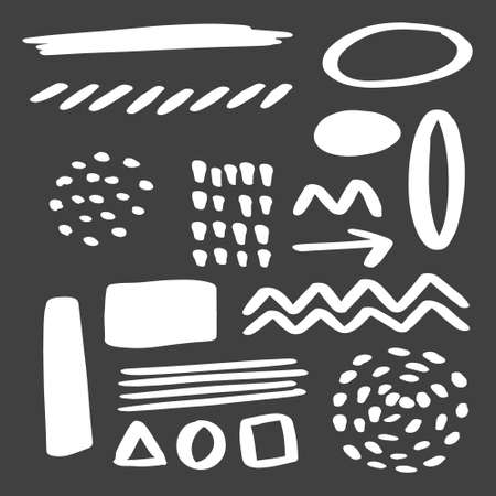Hand drawn doodle pen brushes. Set of hand drawn grunge strokes and graphic elements.のイラスト素材