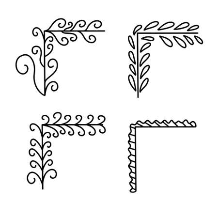 Hand drawn doodle pen brushes. Set of hand drawn grunge strokes and graphic elements.のイラスト素材