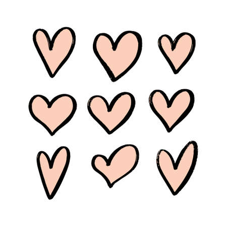 Set of hand drawn hearts.のイラスト素材