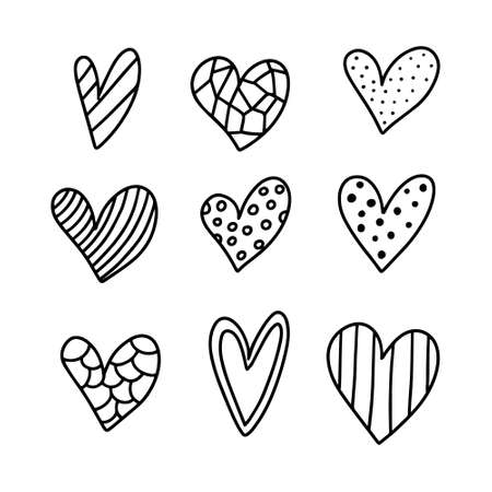 Set of hand drawn hearts.のイラスト素材