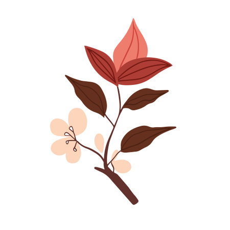 Cherry blossom branch with leaves and flowers vector illustration graphic designのイラスト素材
