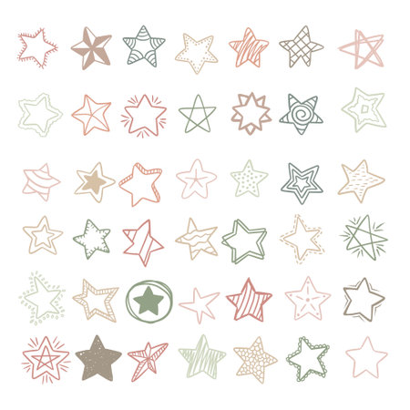 Set of hand drawn stars isolated on white background. Vector illustration.のイラスト素材