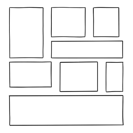 Set of hand drawn frames. Vector illustration isolated on white background.のイラスト素材