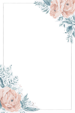 Hand painted watercolor floral frame and border. Watercolor floral banner isolated on white background. Can be used for greeting cards, wedding invitations, stationary and other.のイラスト素材