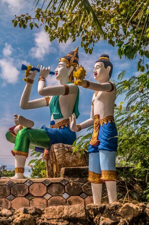 Decorations figures  outside Wat phra yai, the big buddha temple at Koh Samui, Thailandの写真素材