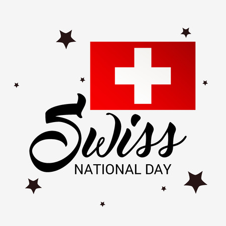 Swiss National Day. Vector illustration.のイラスト素材