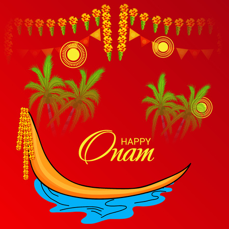 illustration of a Background for Happy onam.のイラスト素材
