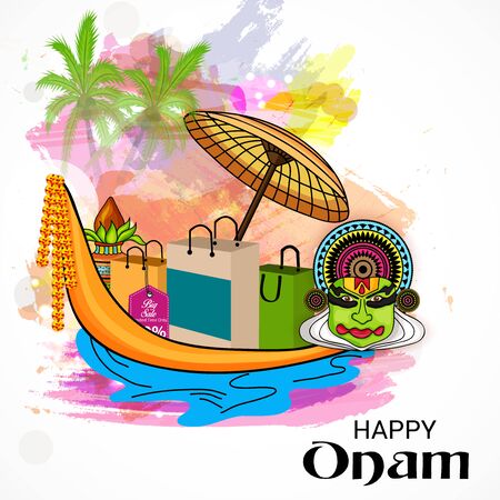 illustration of a Background for Happy onam.のイラスト素材