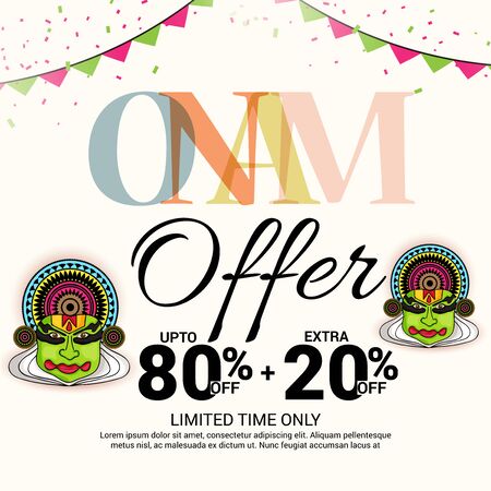 illustration of a Background for Happy onam.のイラスト素材